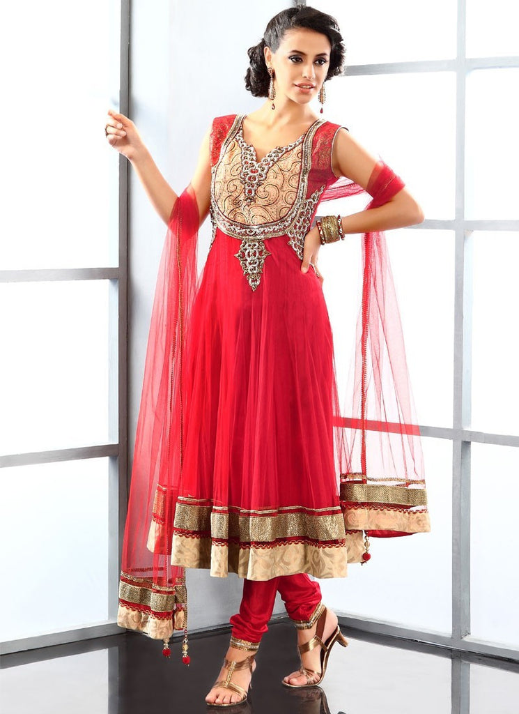 pink net anarkali